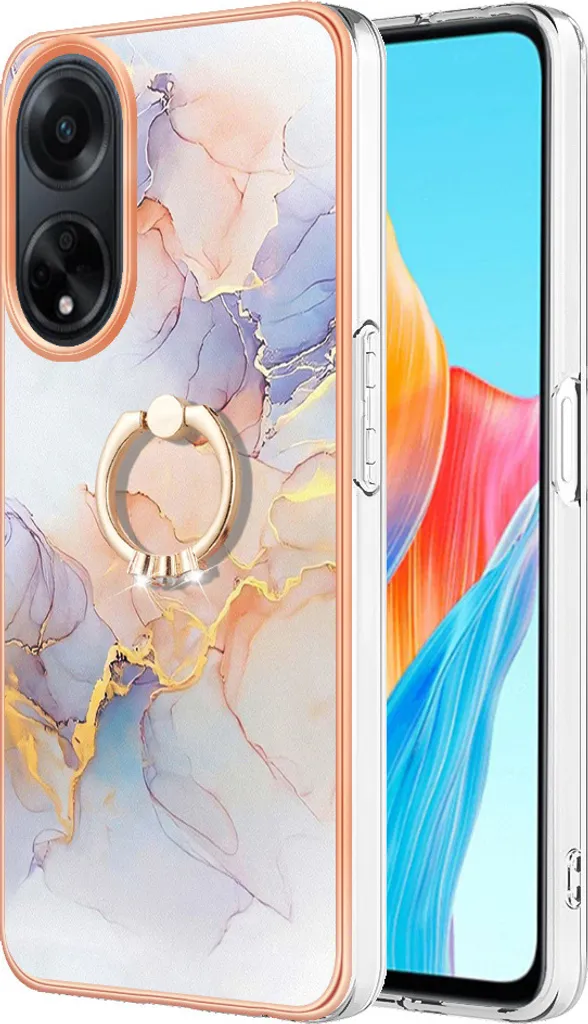 Custodia Elegante per Oppo A98: TPU Grigio con Stand ad Anello