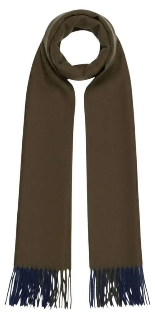 Écharpe en cachemire kaki à franges Ma.Al.Bi - Accessoire de luxe femme