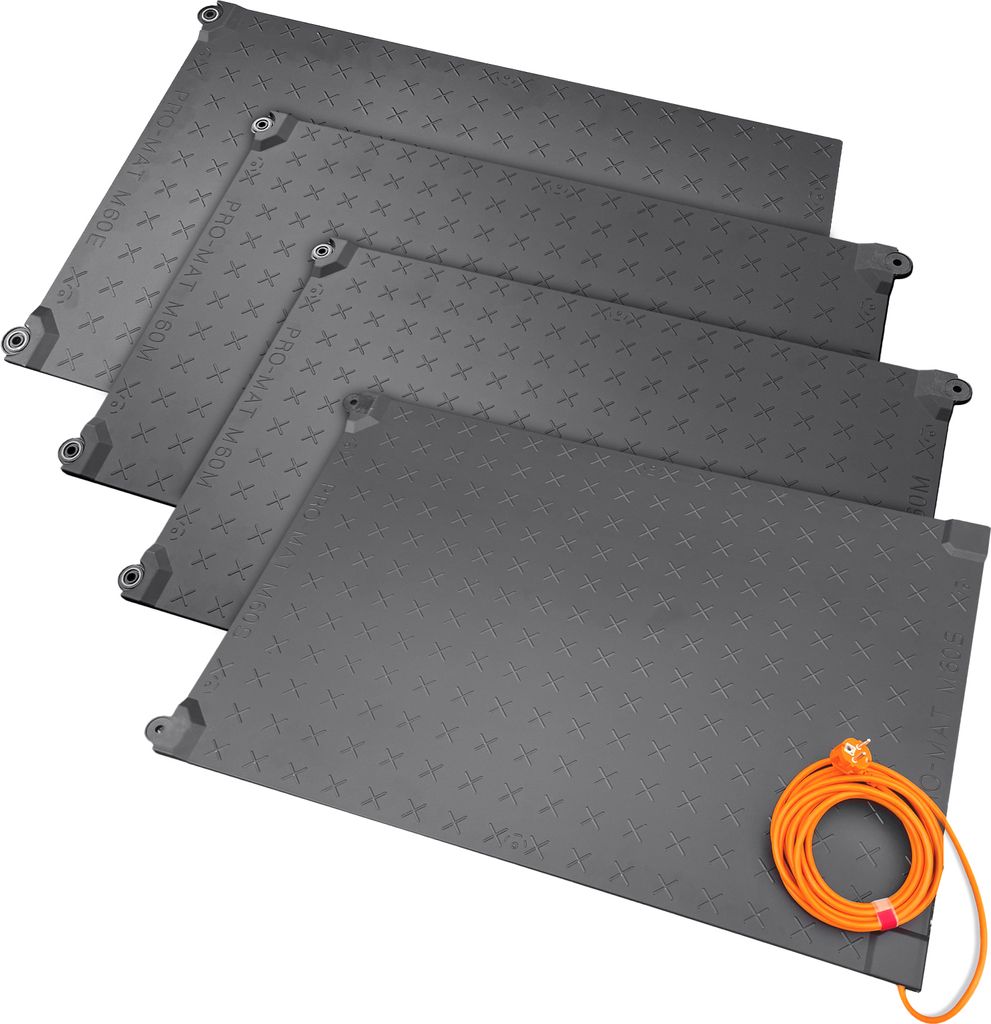 Pro-Mat 225W, anreihbare Gummi-Heizmatte IPX7, Länge 360 x 60 cm, Fußheizmatte für kalte Arbeitsplätze, Freiflächenheizung gegen Eis und Schnee