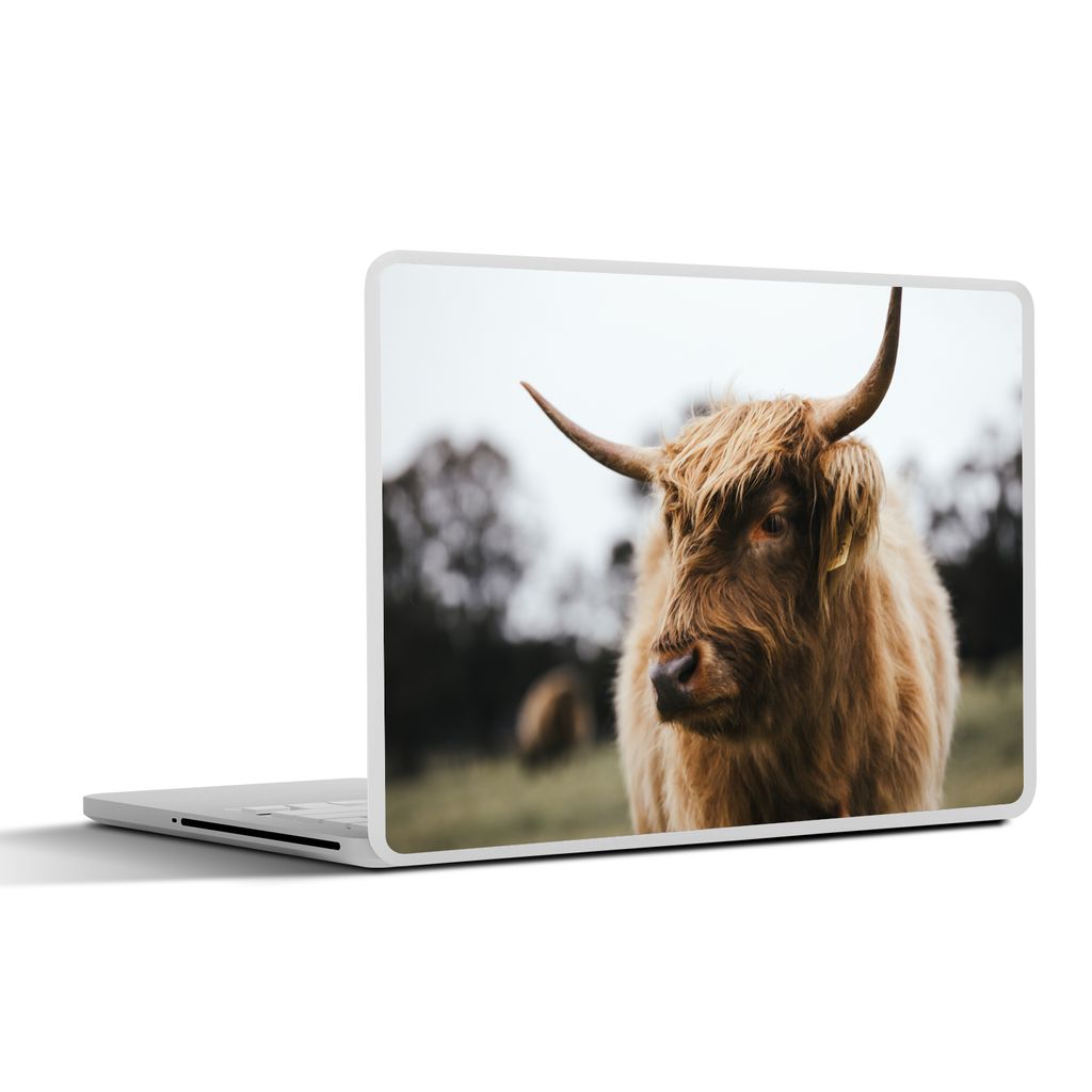 MuchoWow Laptop Aufkleber Sticker Cover Schottischer Highlander - Tiere - Hörner 31x22.5 cm - Laptop-Deko