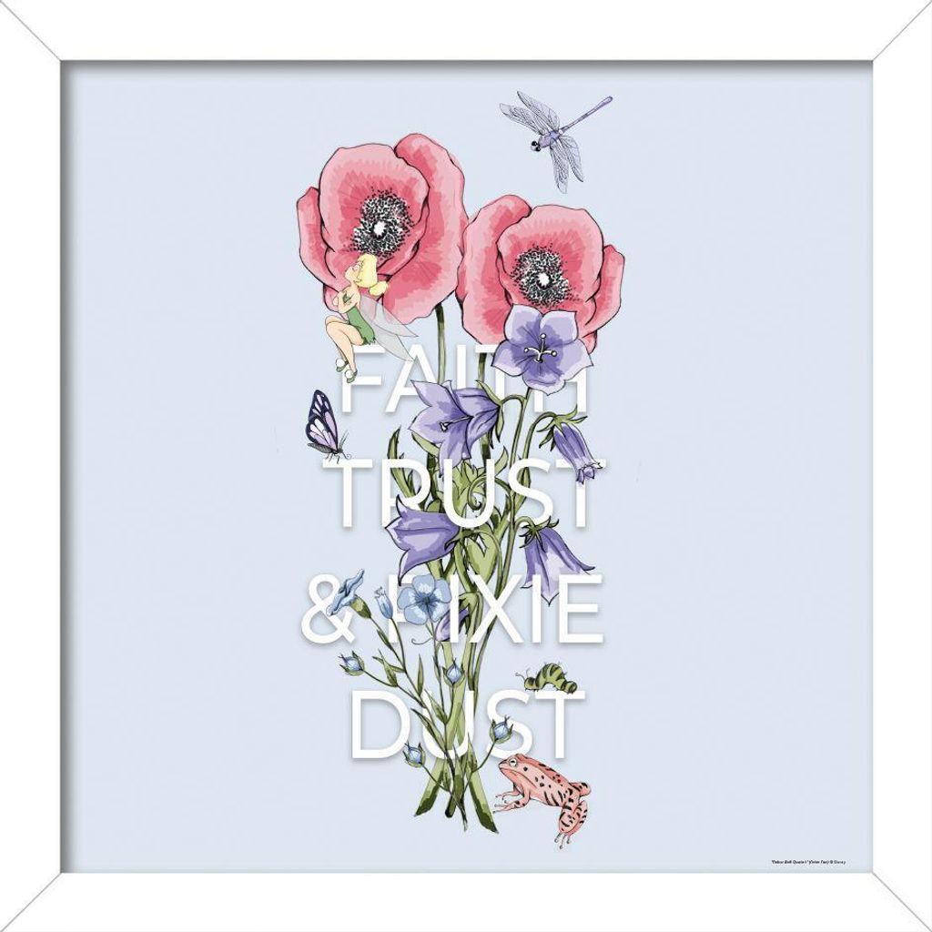 Peter Pan - Gerahmter Kunstdruck "Tinker Bell Quote I" PM7436 (30,5 cm x 30,5 cm) (Hell-Lila/Pink/Weiß)