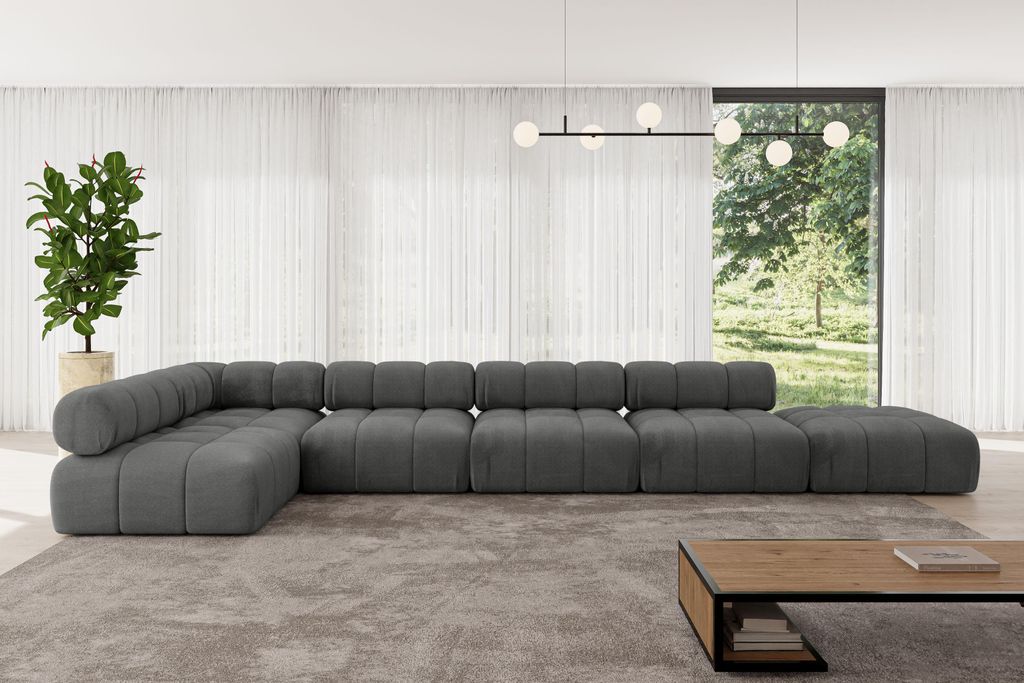 ALTDECOR Modulares Sofa Ecksofa in L-Form - Favio-L3 - 475x190x70 cm Dunkelgrau universal, links/rechts Corner modular Sofa Eckcouch Couch Wohnland...