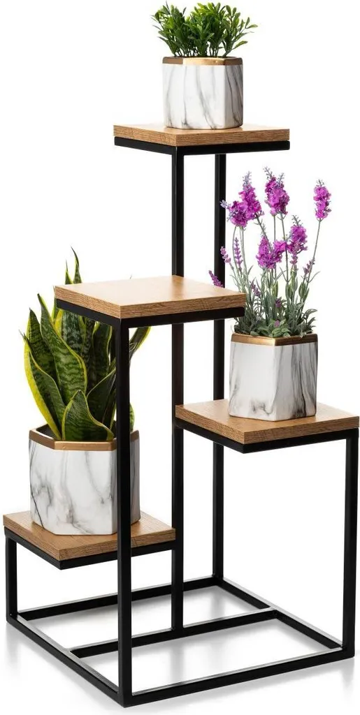 Banc à Fleurs en Bois de 79 cm de Haut à Étagères Robustes
