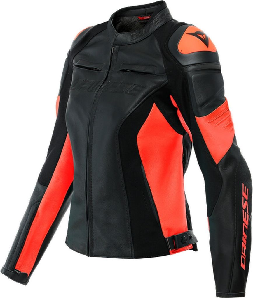 Dainese Racing 4 Damen Motorrad Lederjacke, schwarz/rot, 40