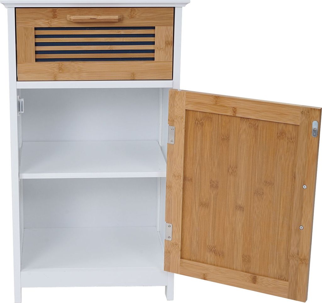 Kommode HWC-A85, Badezimmerkommode Badschrank Bambus, MVG- Produktbild 