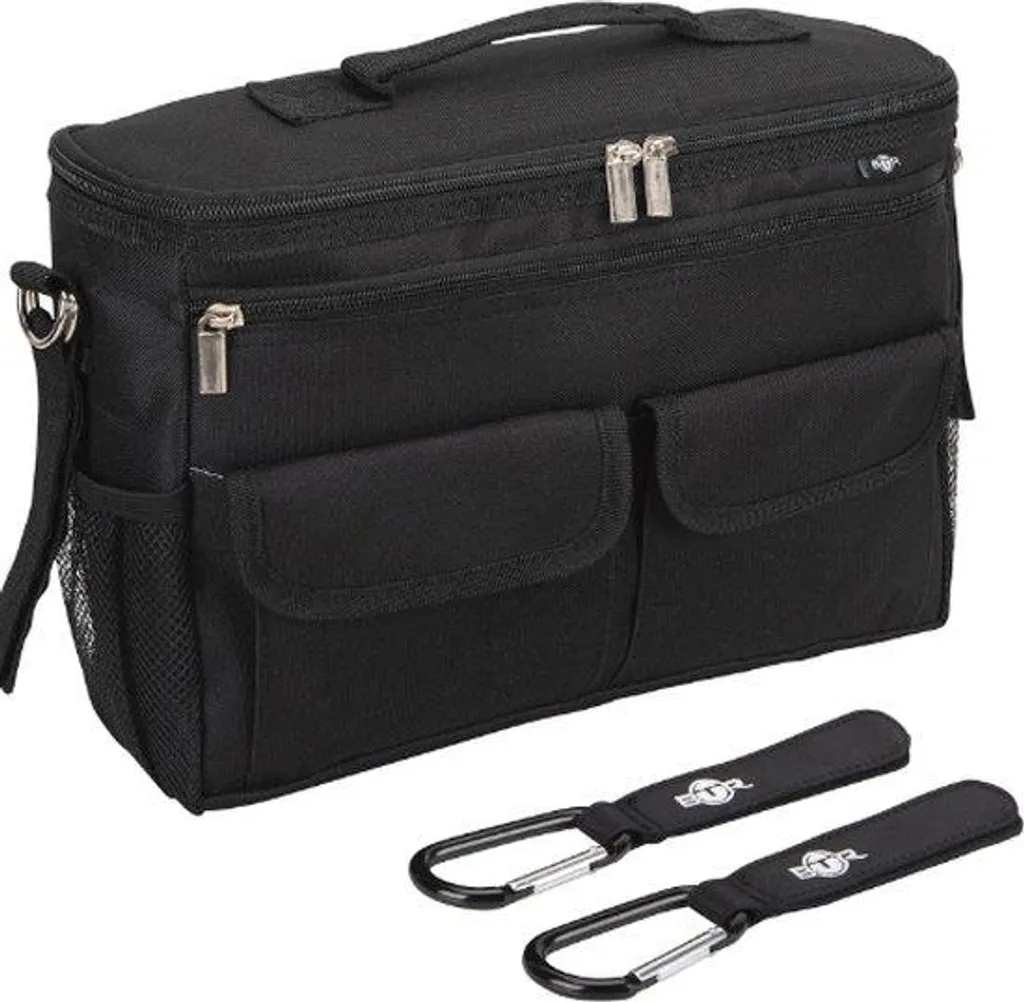 Sac de rangement pour poussette noir avec plusieurs compartiments XL