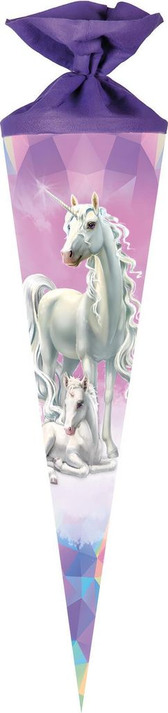 Nestler Schultüte 70 cm rund Filz Einhorn Märchenwald