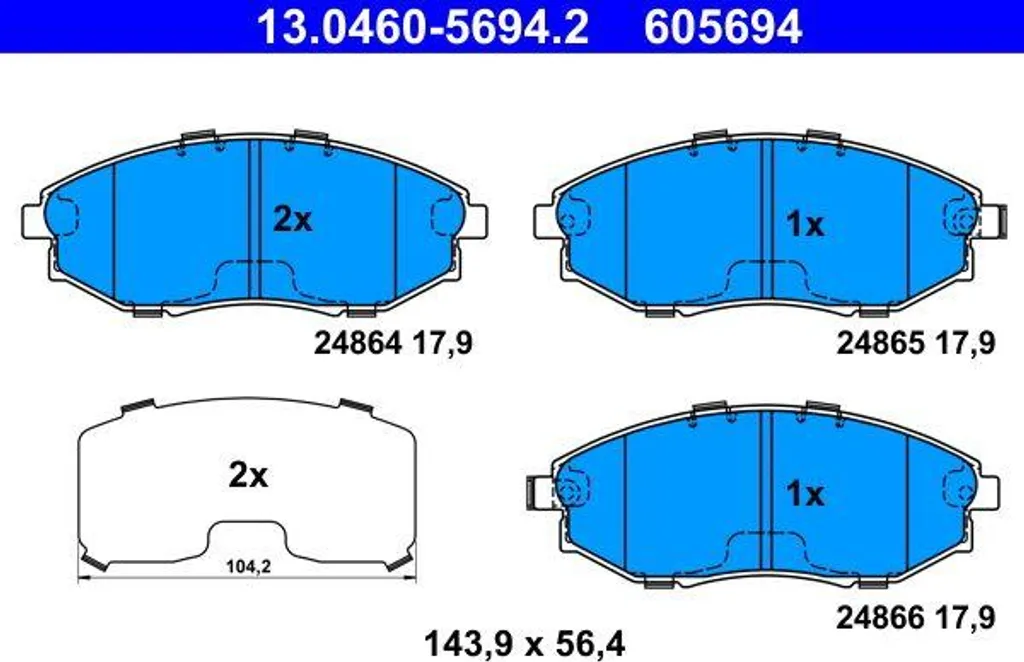 Jeu de plaquettes de frein ATE 13.0460-5694.2 pour Chevrolet Epica