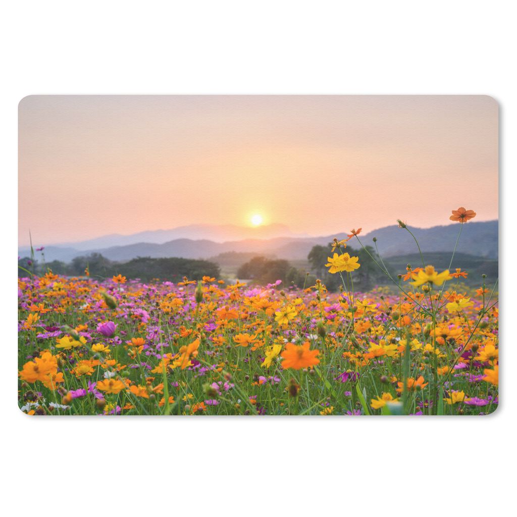 MuchoWow Mauspad Mousepad Blumen - Sonnenuntergang - Berg 27x18 cm - Mousepads - Maus Mat - Pad - Mausunterlage - Büroartikel - Desk Matten