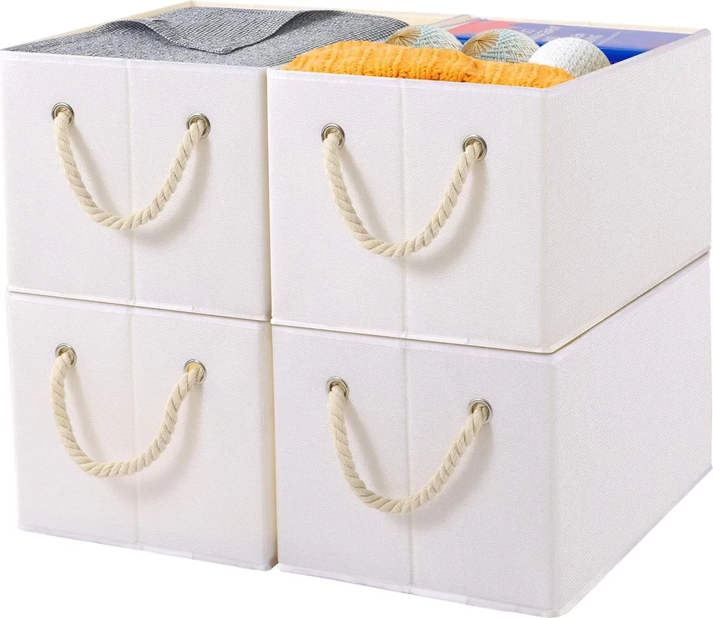 Boîte de rangement pliable vêtement blanche - Lot de 4 - 33x23x20 cm
