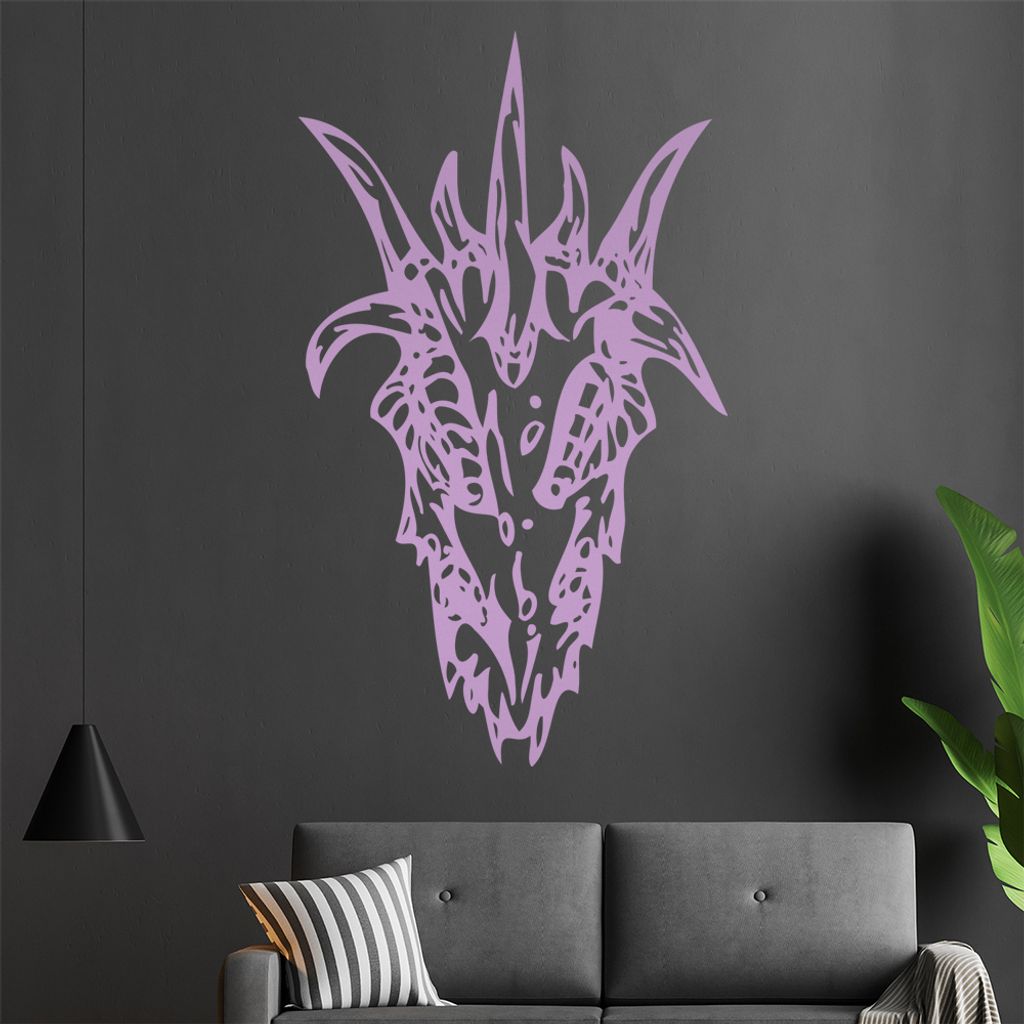 Drachen Schädel Wandtattoo in 6 Größen - Wandaufkleber Wall Sticker - Dekoration, Küche, Wohnzimmer, Schlafzimmer, Badezimmer