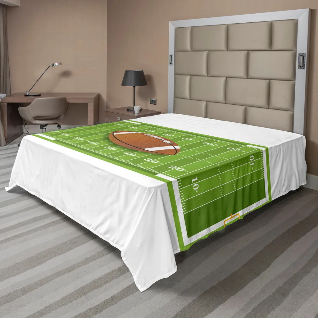 Drap plat pour lit double, thème sport de ballon, microfibre douce 260cm