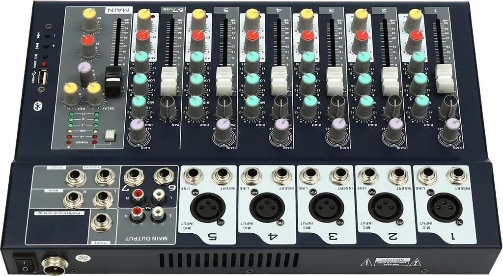Table de mixage 7 canaux Bluetooth USB - Mixeur audio professionnel noir
