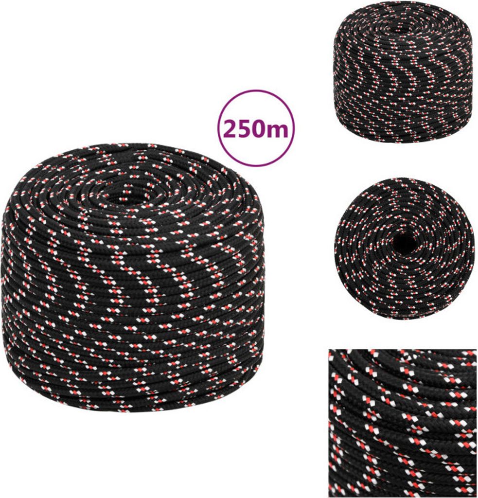 vidaXL Bootsseil Schwarz 8 mm 250 m Polypropylen - Seile