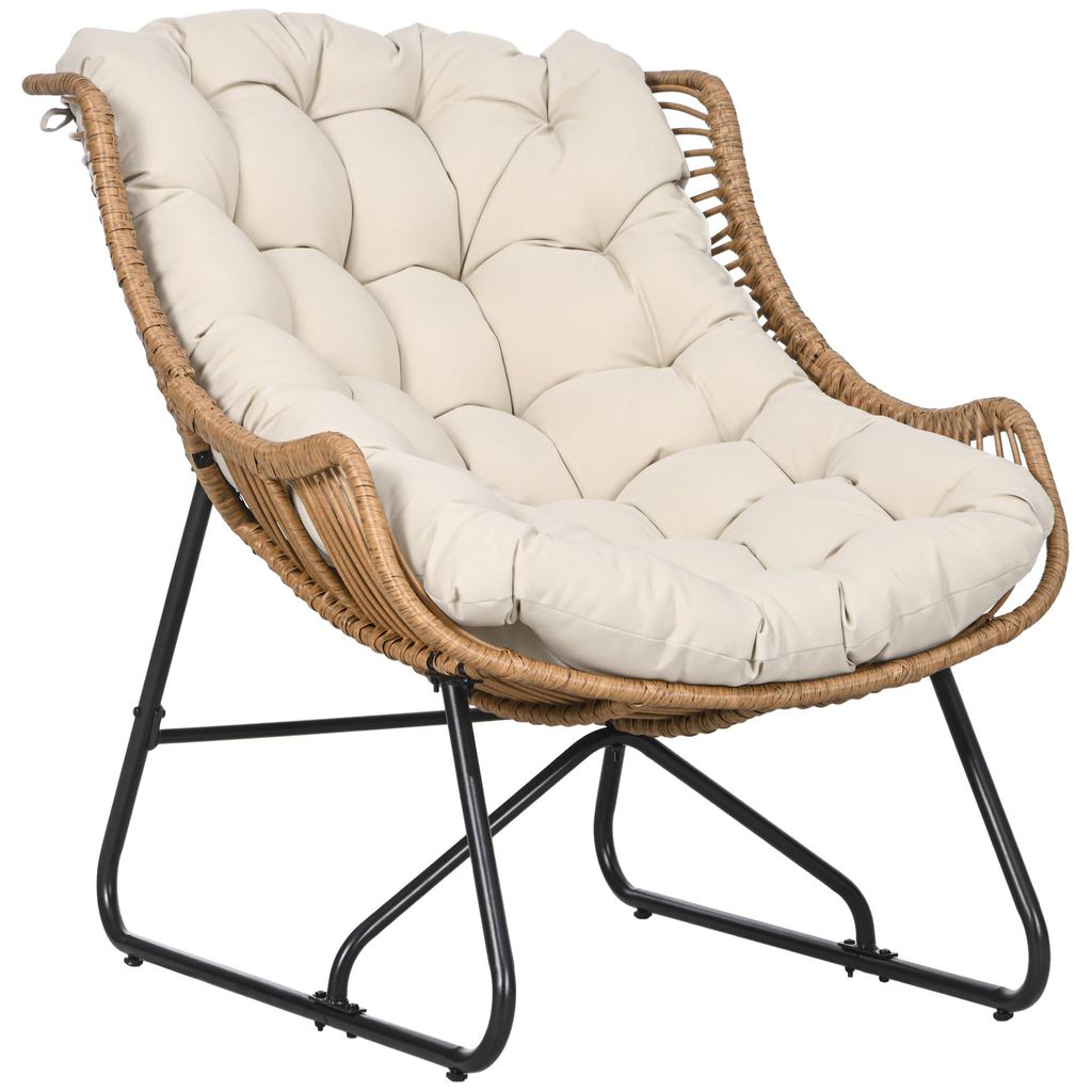 Garten Lounge, Rattanoptik, Outdoor Sessel, mit Auflage, Produktbild 