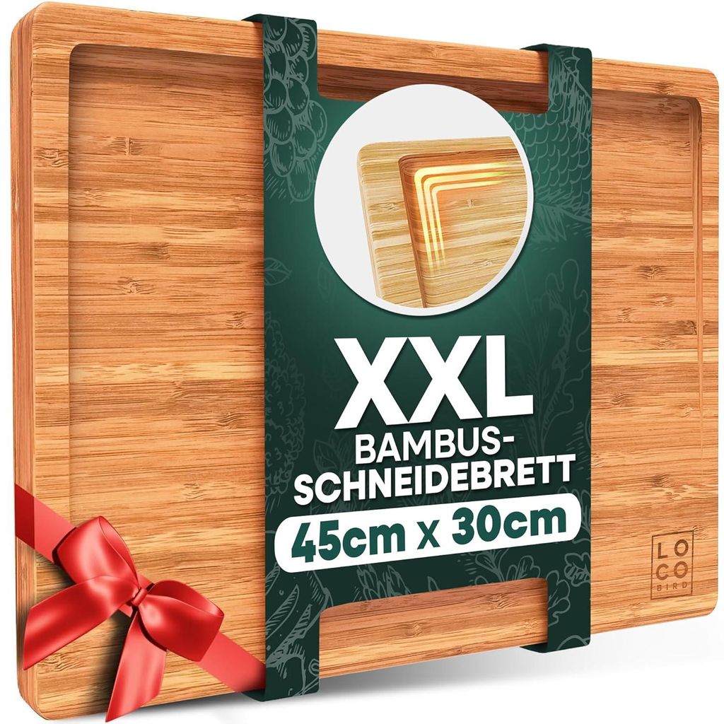 Planche à découper en bambou massif avec rainure Image du produit 