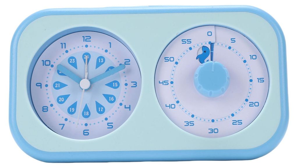 3-in-1-Timer mit spritzendem Wal-Motiv – visueller Timer mit leiser Uhr und lautem Wecker als Zeitmanagement-Tool
