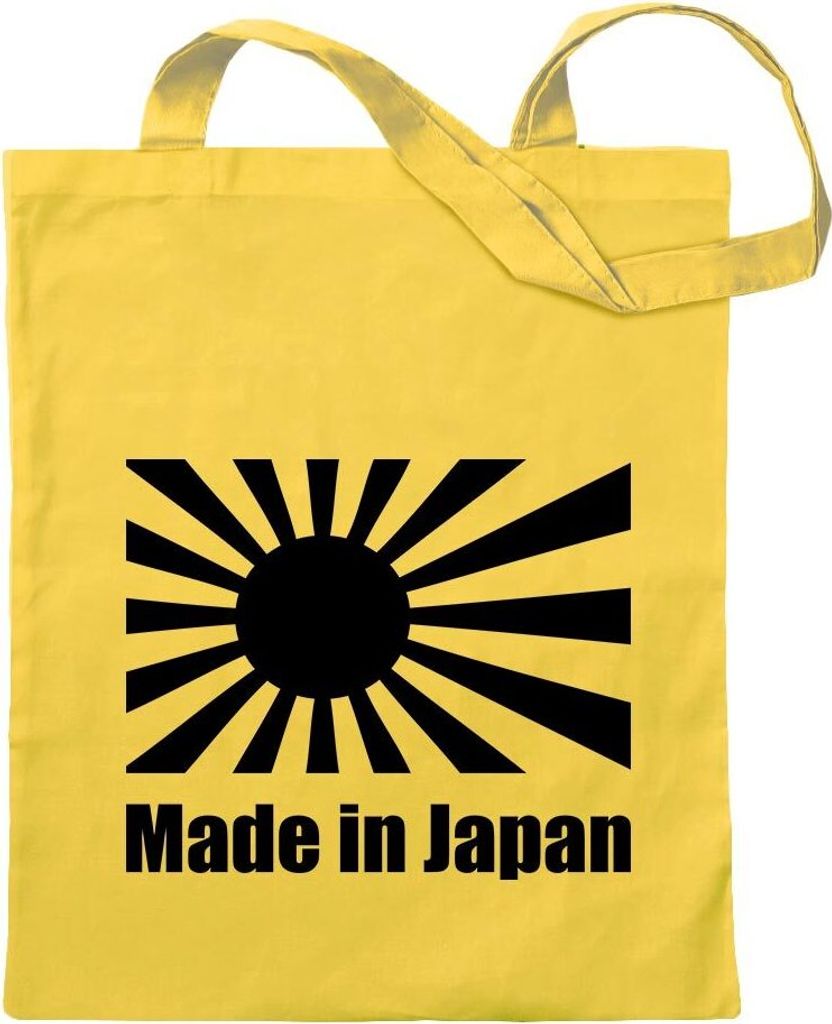 Kiwistar - Baumwolltasche - gelb - Japan/Flagge - Tragetasche Stoffbeutel Umhängetasche Langer Henkel