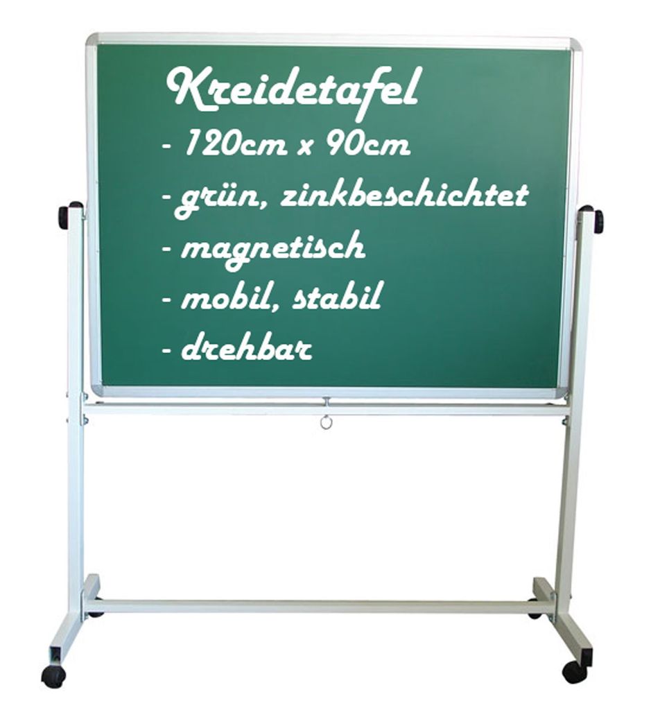 B-Ware Mobile Kombitafel Drehtafel Kreidetafel & Whiteboard 120x90 cm fahrbar 