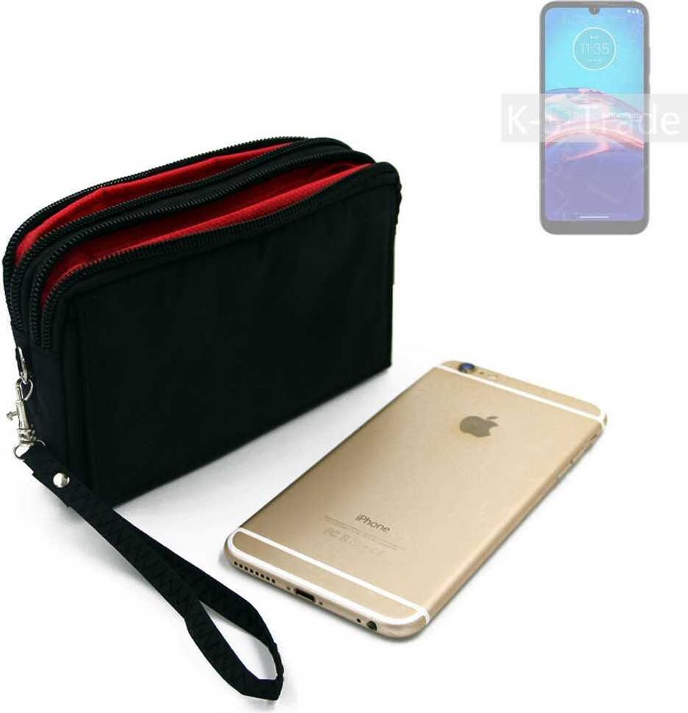 K-S-Trade Schutz Hülle Handy Hülle kompatibel mit Motorola Moto E6i Gürteltasche Travelbag Handytasche mit Zusatzfächern, schwarz