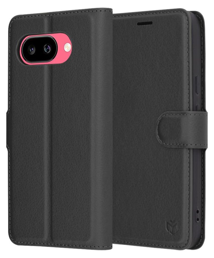 Techsuit Leder Folio Book Wallet Klapphülle für Google Pixel 9a - Schwarz