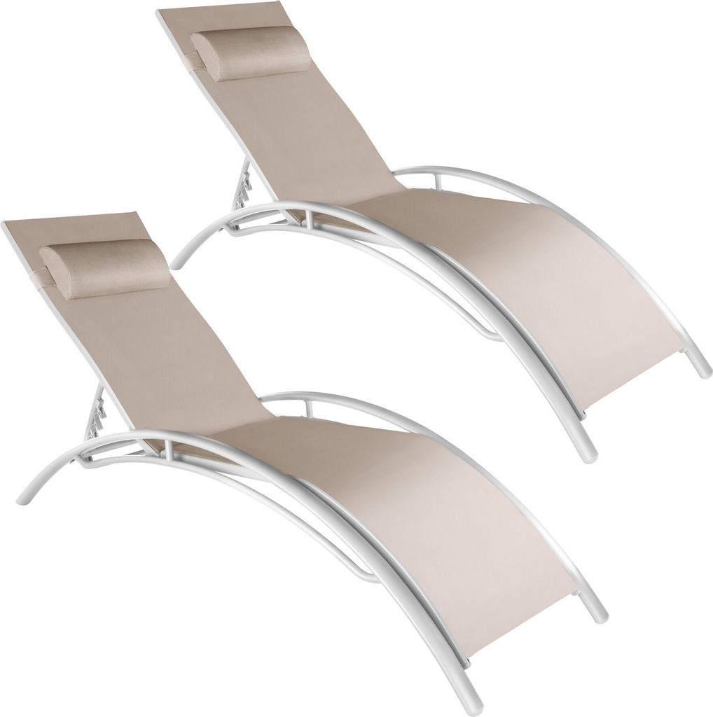 2 chaises longues en aluminium, à 5 niveaux - beige Image du produit 