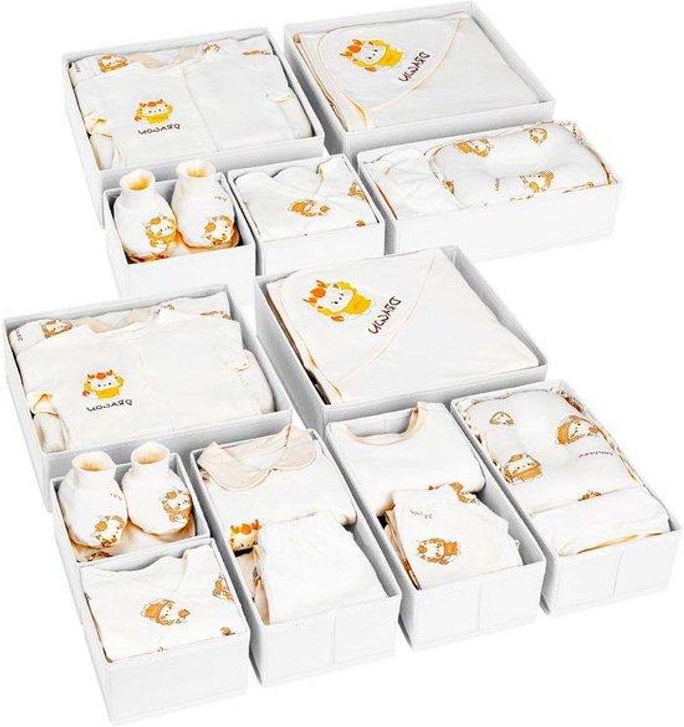Kleiderorganizer System, 12-teilig, Faltschrank, Weiß, Stoff