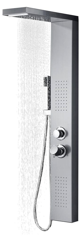 Duschpaneel 4 in 1 Duschsystem Multifunktionale Dusche mit Regendusche Set aus 304 Edelstahl mit Handbrause, Massagedusche und Wasserfalldusche, Si...