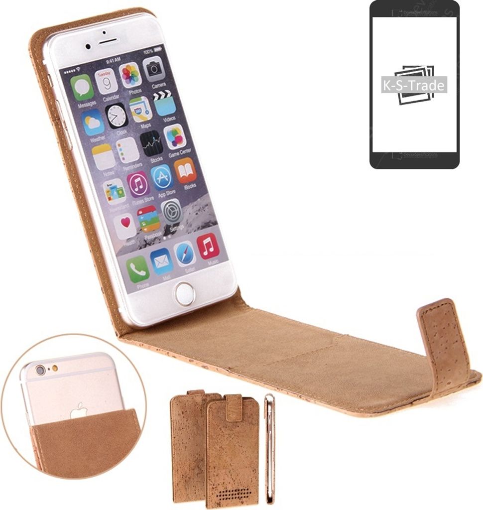 K-S-Trade Handyhülle kompatibel mit Samsung Galaxy S22 Kork Hülle Flipstyle Case Schutzhülle Kork Case Hülle Flip cover Klapphülle Klapp, braun
