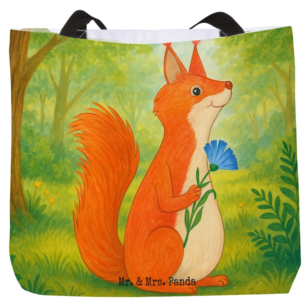 Mr. & Mrs. Panda Schultasche Eichhörnchen Blume Design - Weiß - Geschenk, Stoffbeutel, Lustige Sprüche, Motivation, Reisetasche, Spaß, Eichhorn...