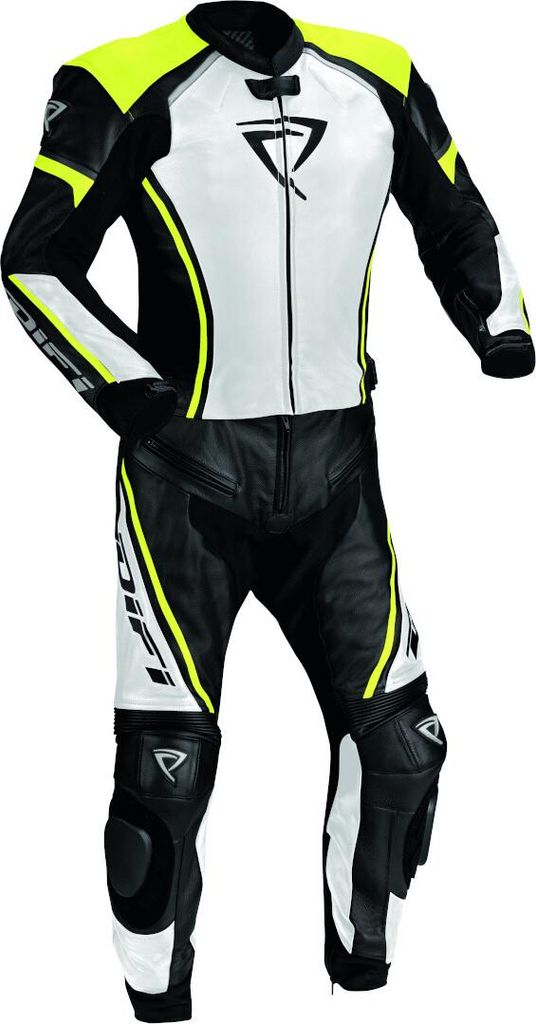 DIFI Suzuka 2-Teiler Motorrad Lederkombi, schwarz/weiß/gelb, 50