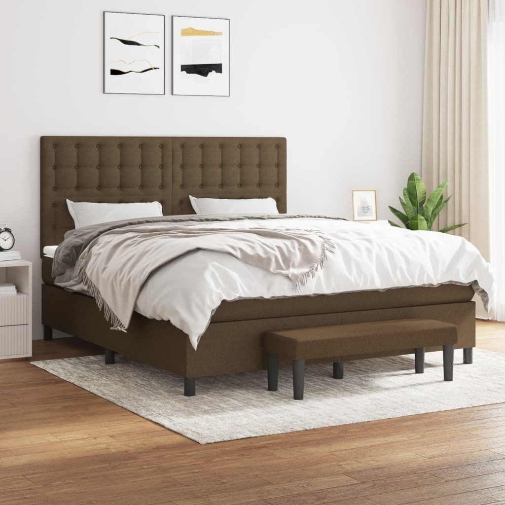 Maison Exclusive - Boxspringbett mit Matratze Dunkelbraun 180x200 cm Stoff