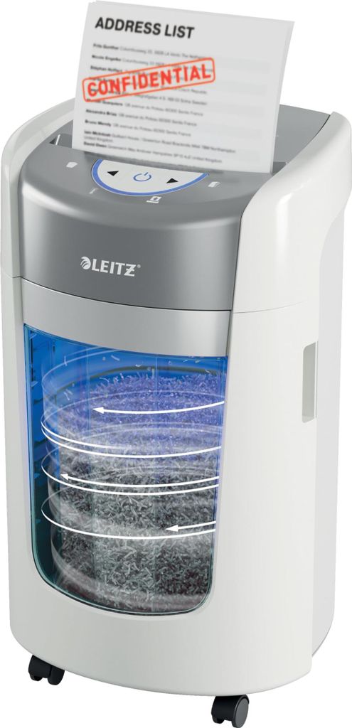 Leitz IQ OptiMax Home Office 225 Mikroschnitt-Aktenvernichter Security P5 15L – Weiß