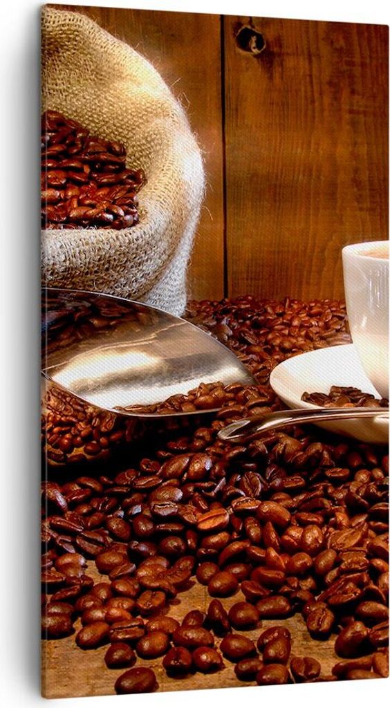 Bild auf Leinwand - Leinwandbild - Cup Samen Coffe - 45x80cm - Wand Bild - Wanddeko - Wandbilder - Leinwanddruck - Bilder - Kunstdruck - Wanddekora...