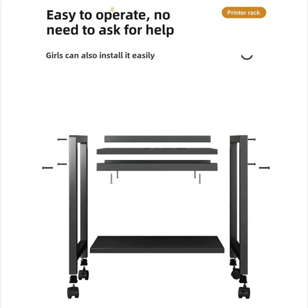 Support d'imprimante mobile pour bureau - Rangement tour PC sous table - 7