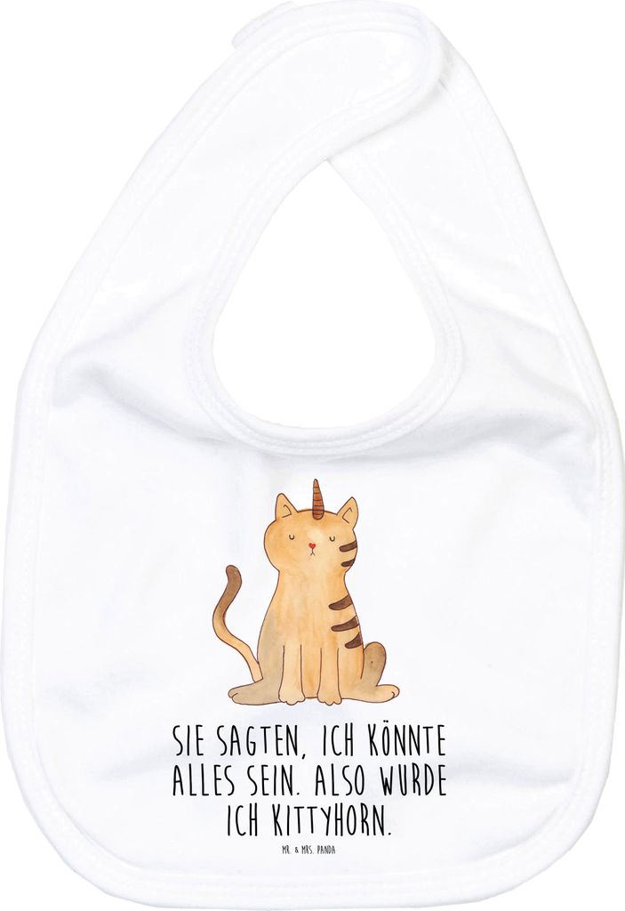 Mr. & Mrs. Panda Lätzchen Einhorn Katze - Weiß - Geschenk, Kinderlätzchen, Schlabberlatz, Babylätzchen, Regenbogen, Sabberlätzchen, Unicorn, F...