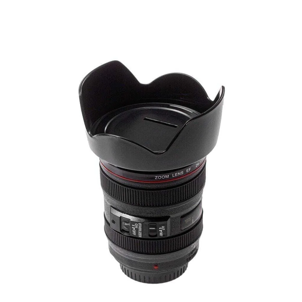 Tirelire objectif photo reflex réaliste en ABS noir pour photographe