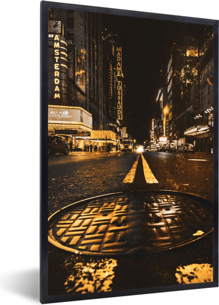 MuchoWow MuchoWow Gerahmtes Poster Gold - Straßen - Amsterdam 60x90 cm - Poster mit zchwarzem Bilderrahmen - Kunst