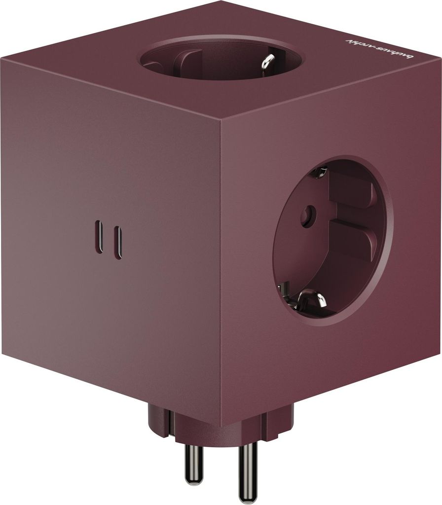 AVOLT Mehrfachstecker SQUARE 2 Bauhaus Edition bordeaux | 7,6x11,3cm
