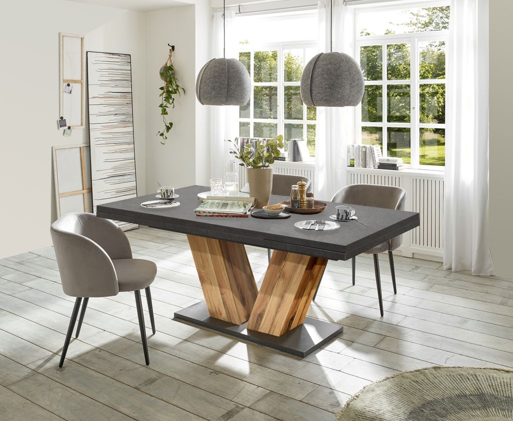 Kulissentisch >Komfort 2< in graphit / plankeneiche - 180x76x90cm (BxHxT)
