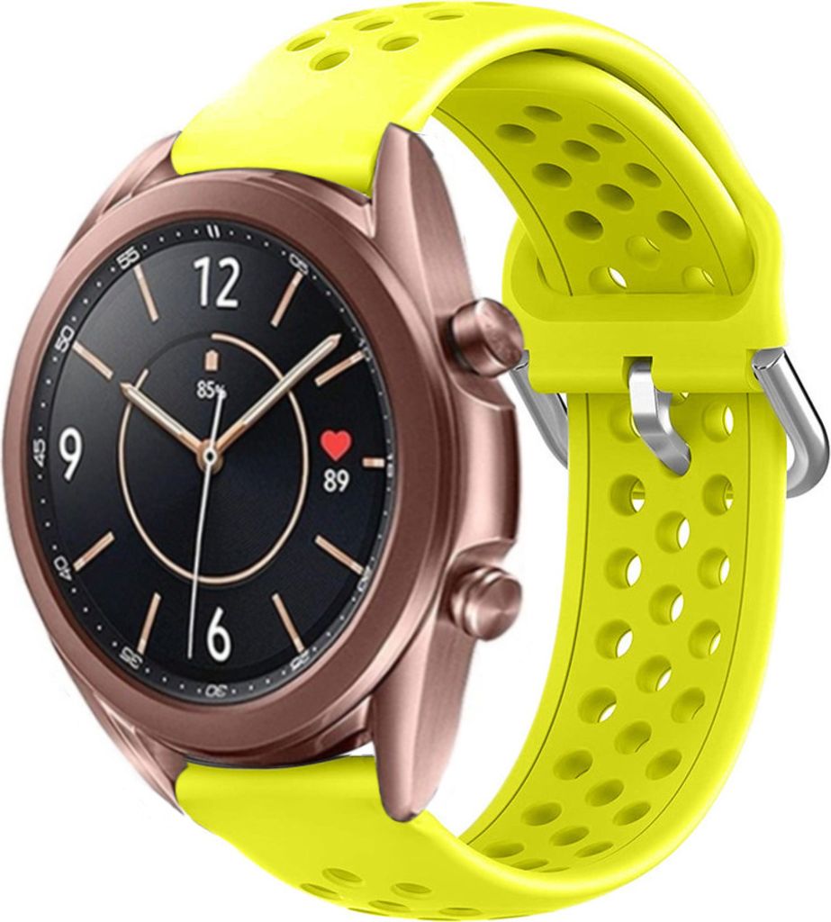 Strap-it Samsung Galaxy Watch 3 - 41mm Silikonarmband mit Löchern (Gelb)