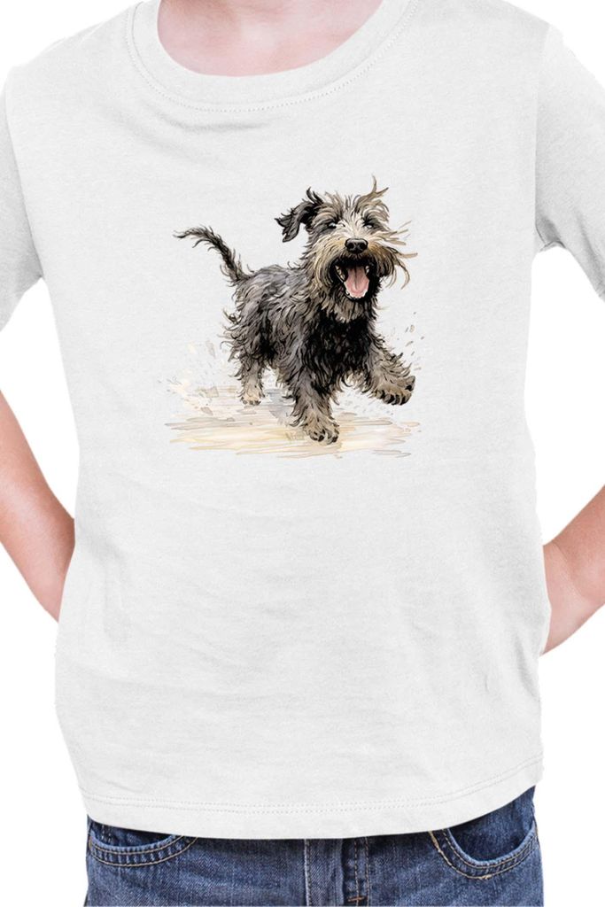 Kinder T-Shirt Funny Dogs Breeds Terrier Dog Breed, 9-11 Jahr - 140 / Weiß