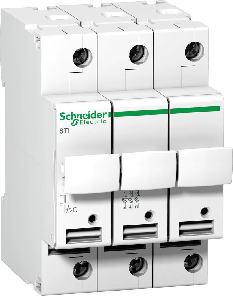 Schneider A9N15656 Porte-fusible Acti9 STI 3P 10x38mm pour Rail DIN
