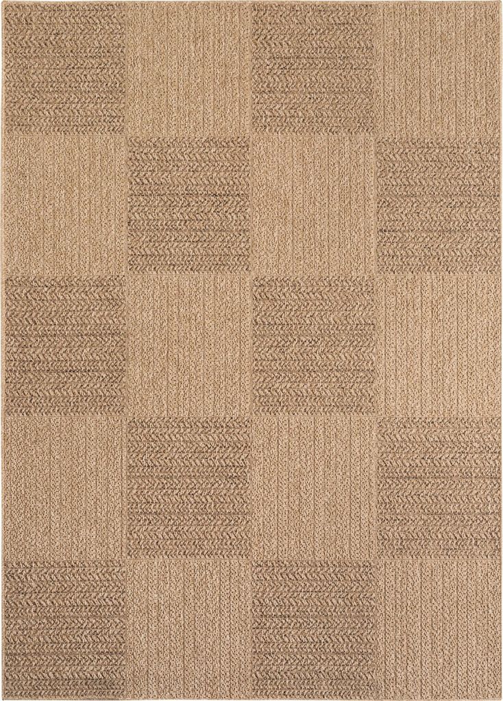 Villa Möbel Timaro Indoor Outdoor Teppich Wetterfest 3D Optik Wohnzimmer Küchen Terrasse , Farbe:Beige, Grösse:80x250 cm