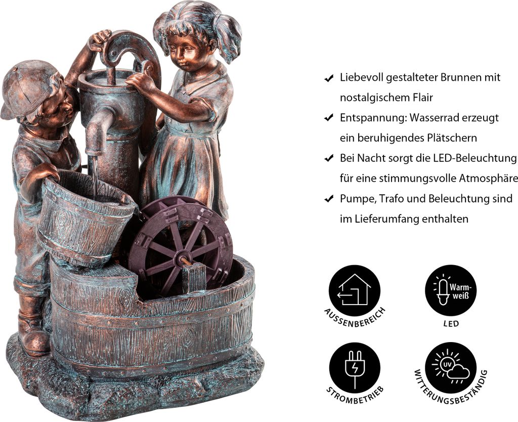 Dehner Gartenbrunnen Lea und Leon mit LED Beleuchtung, ca. Produktbild 2