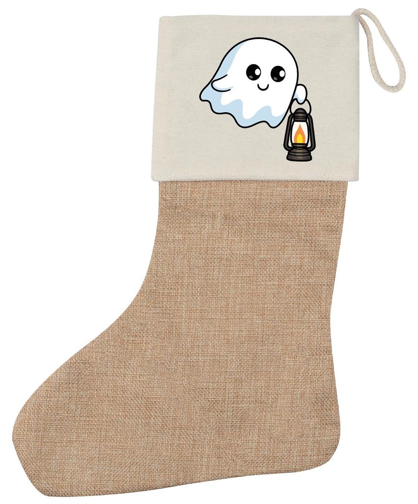 Huuraa Weihnachtsstrumpf Geist Comic Beige Jute Kaminstrumpf Geschenkidee