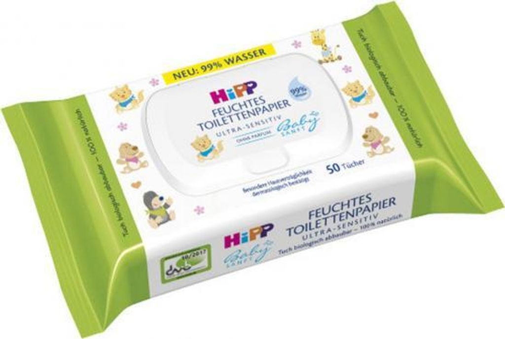 HiPP, Asciugamani idratanti per bambini, 50 pezzi Immagine del prodotto 