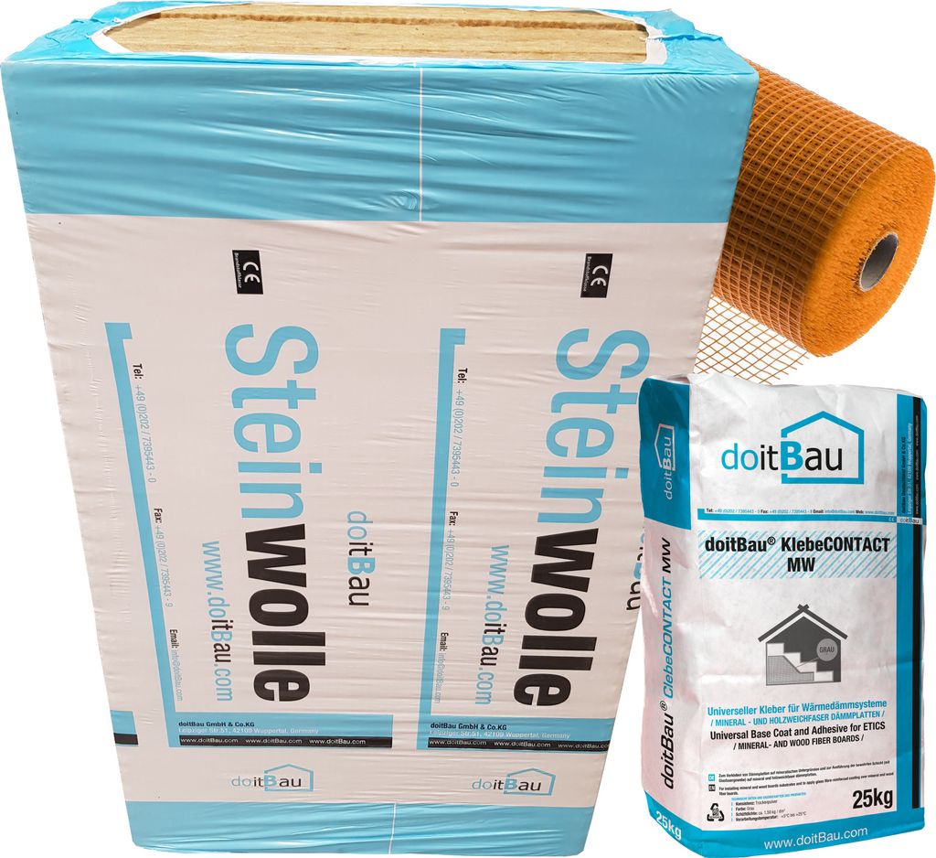 200m² WDVS Steinwolle WLG034 Basispaket ooo 160mm Fassadendämmung WLG034 WDVS Putzträgerplatte Dämmplatte VWS Mineralwolle Wärmedämmung System
