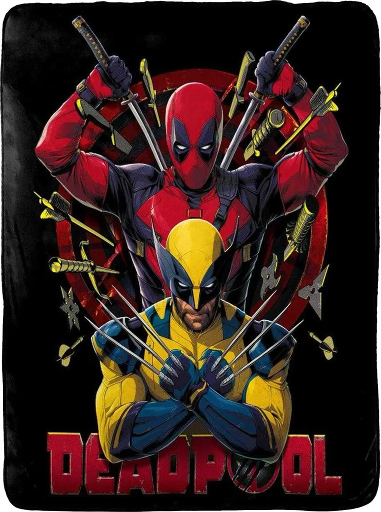 Couverture Plaid Deadpool & Wolverine - Jeté de lit doux TC599 Tricolore
