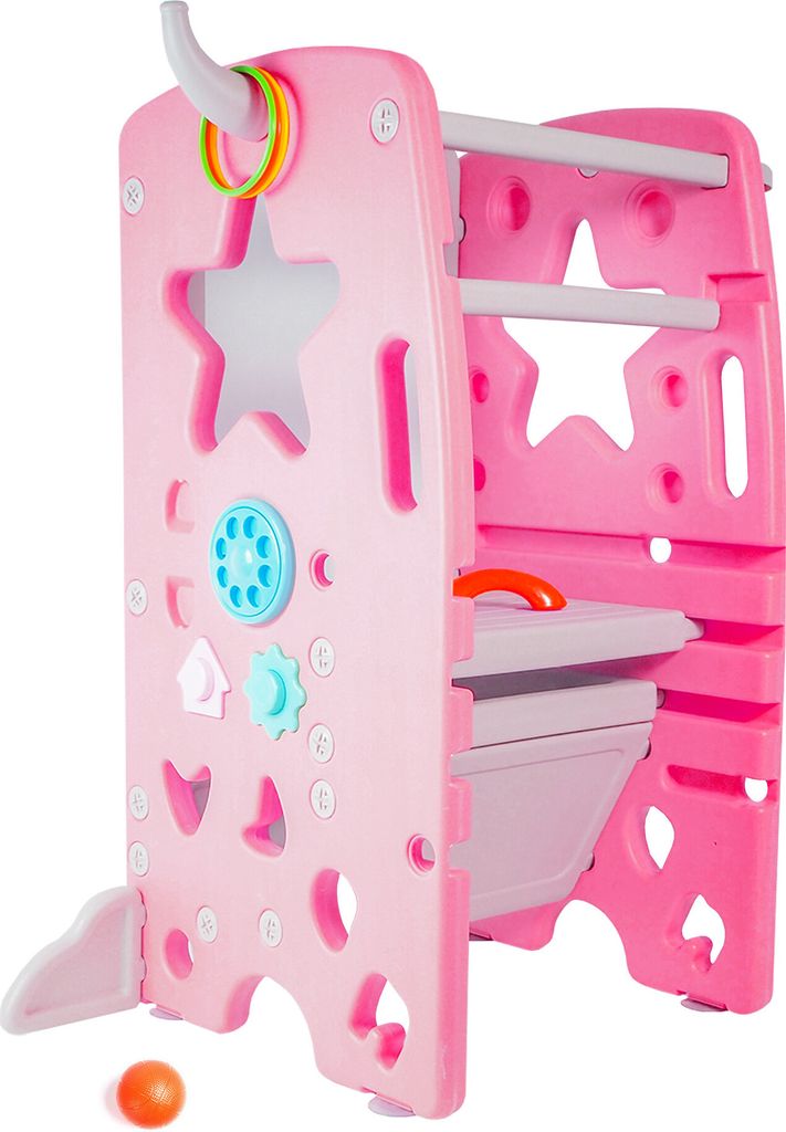 Aga4Kids Lernturm ab 1,5 Jahr, Höhenverstellbarer Kleinkinderturm mit 3 Stufen & Sicherheitsgeländer, Für Küche, Küchenhelfer, Learning Tower ...